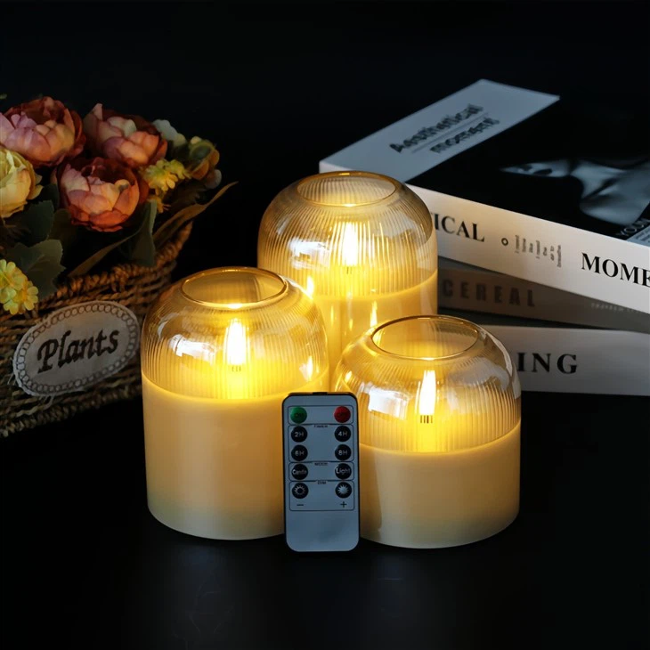 Flameless Candles Battery Operated Candles Led Candles Pillar Candle Flame 3 Packs With Flickering Led Candles Flames & 10-Key Remote